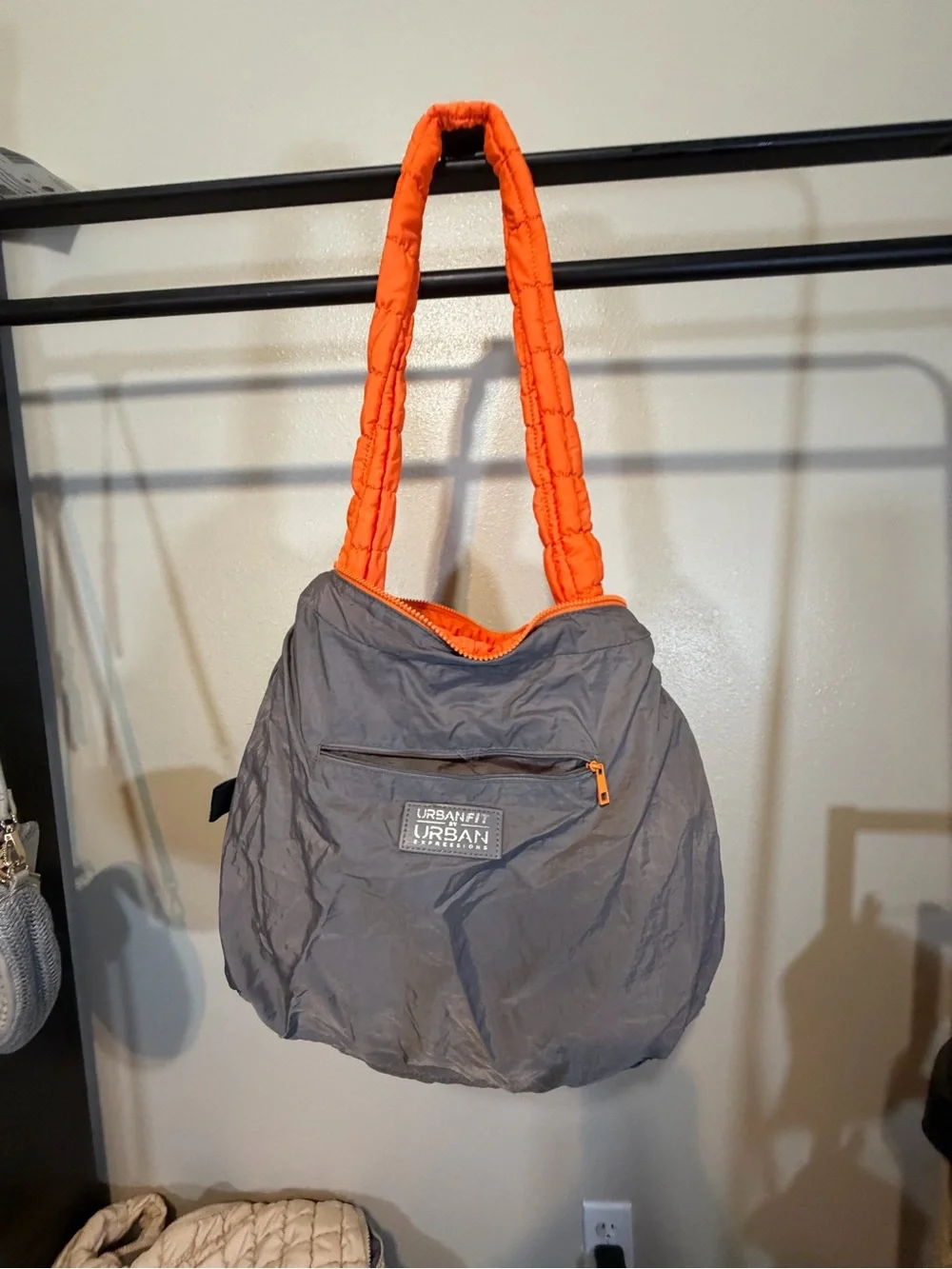 Urban Expressions Orange Quilted Hobo Shoulder Bag